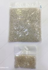 8 mm Dökme Kum Boncuklar, Transparan Gümüş, 25 Gram