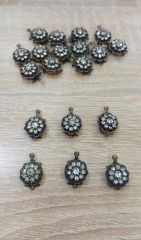 Şık Elmas Kapamalar, Bakır ve Bronz Çerçeveli, Beyaz Taşlı  ***STOKTA YOK ***